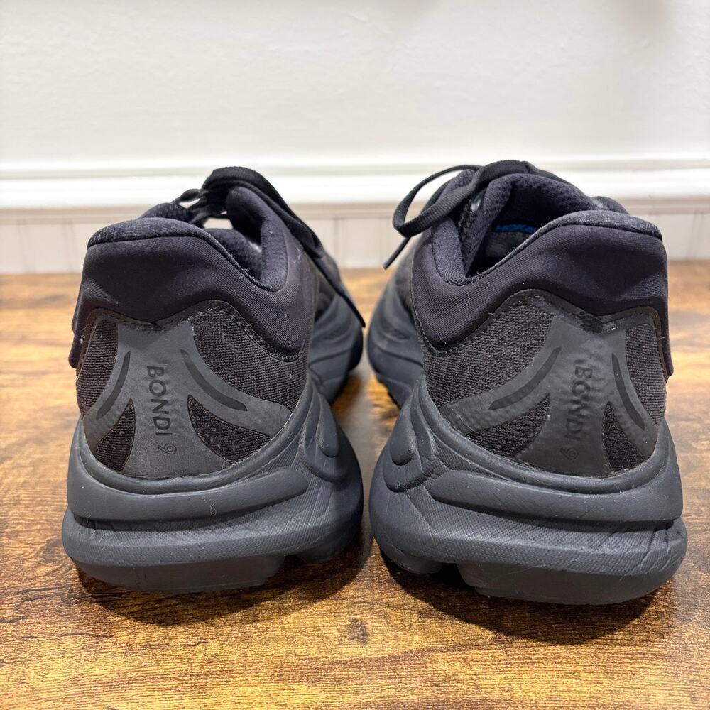 Hoka Mens Size 10 Bondi 9 Running Shoes Sneakers Triple Black 1162011-BBLC - Picture 4 of 10